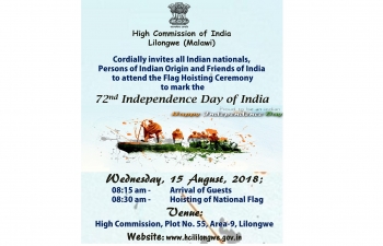 Invitation to attend the Flag Hoisting Ceremony on 15 August 2018
